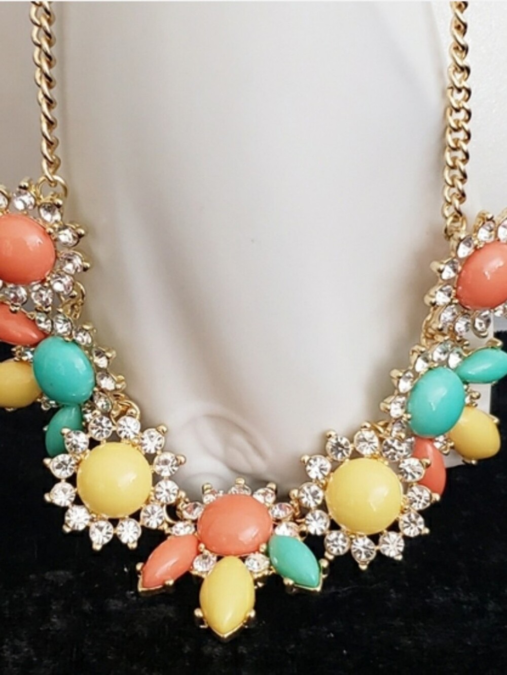 New Beautiful *Easter* Colorful Cabachon Rhinestone Floral Statement Necklace